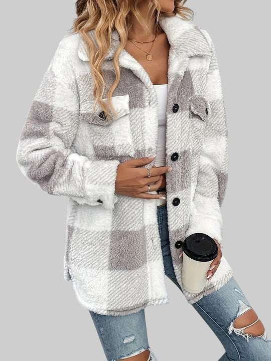 Джули - Топло дамско поларено яке с каре