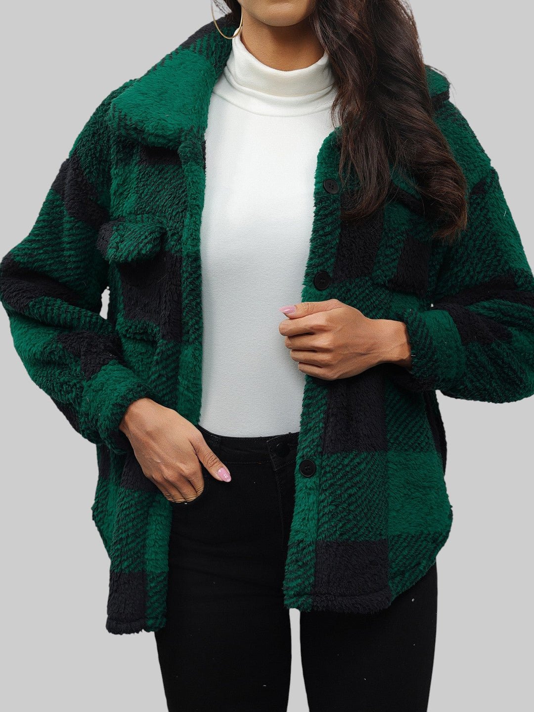 Джули - Топло дамско поларено яке с каре