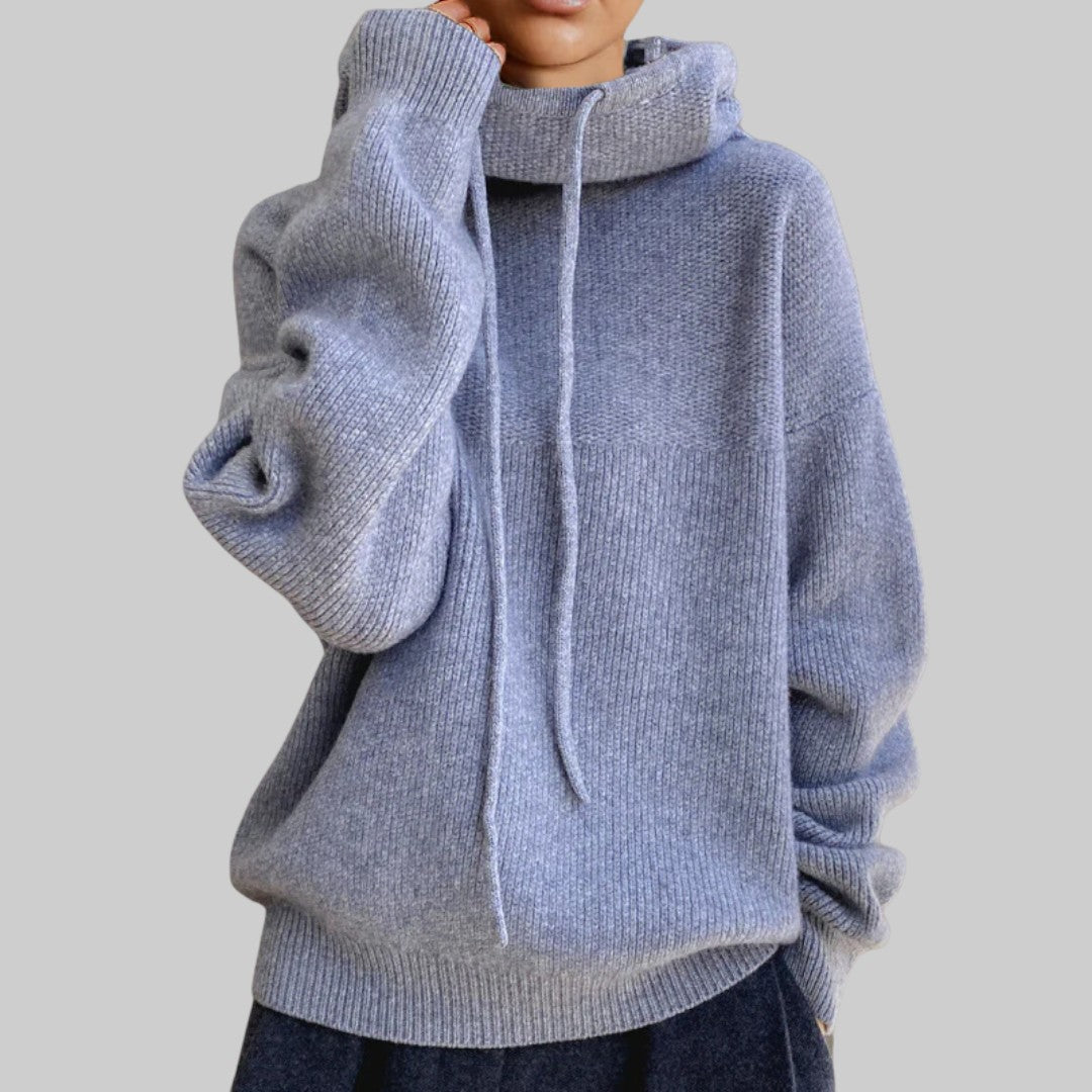 Снежана - Вълнен пуловер с поло яка от мерино