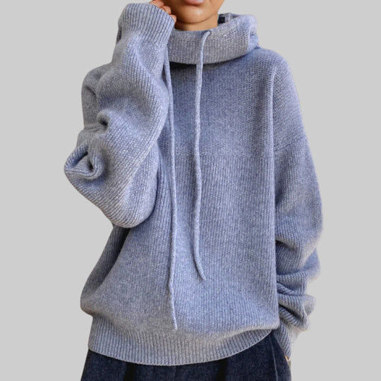 Снежана - Вълнен пуловер с поло яка от мерино