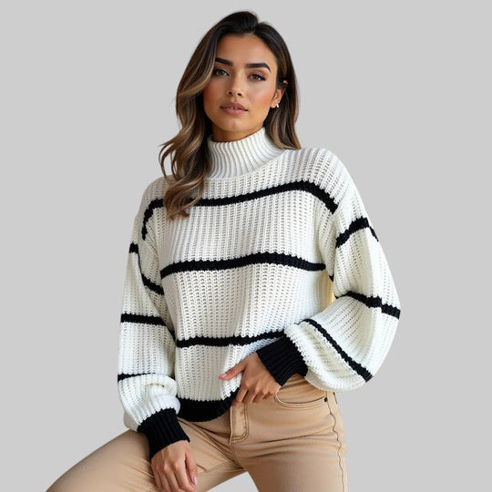 Никол - Ежедневен пуловер с поло яка