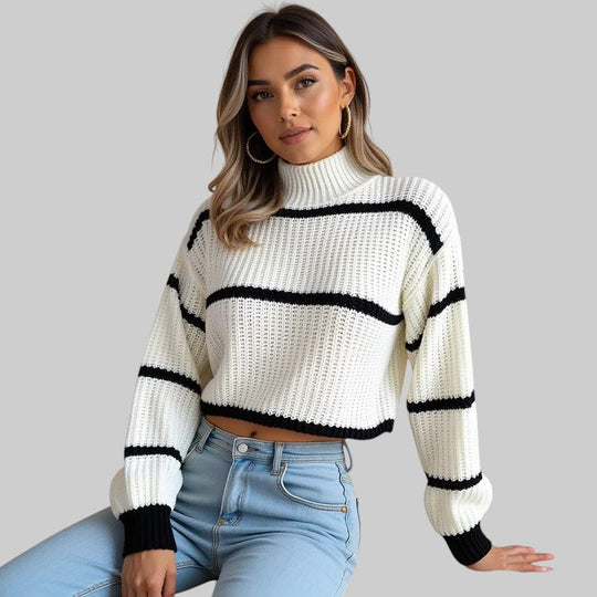 Никол - Ежедневен пуловер с поло яка